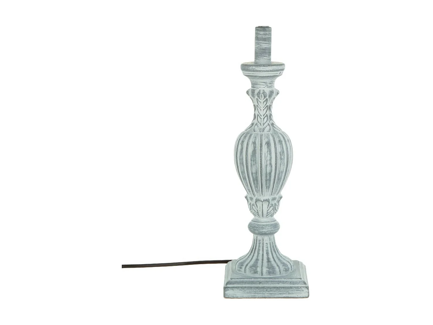 Lampe à poser Pied en Bois patiné Gris H 55 cm