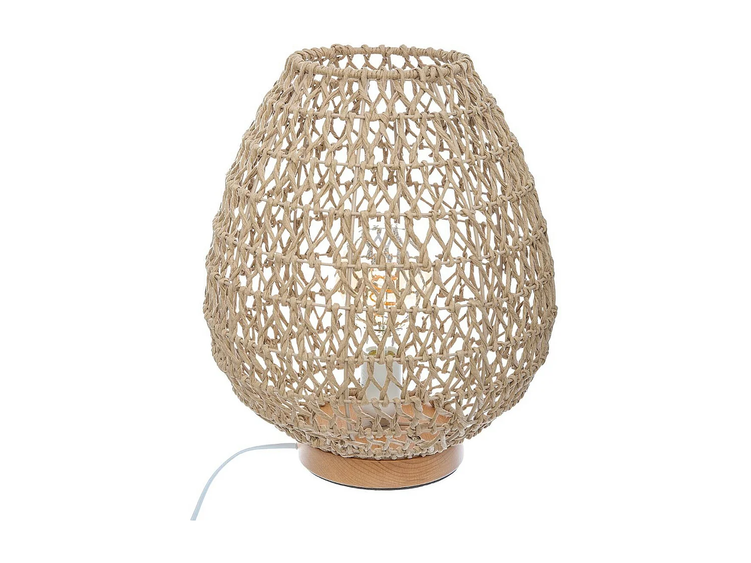 Lampe a poser en métal et papier - H 35,5 cm - Beige