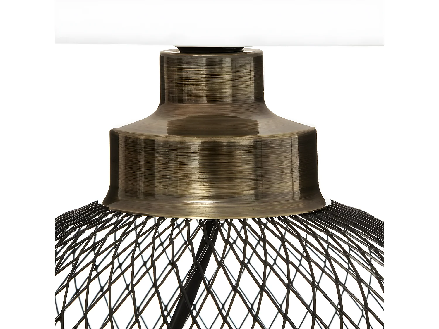 Lampe à poser en métal noir et abat-jour blanc H 38 cm