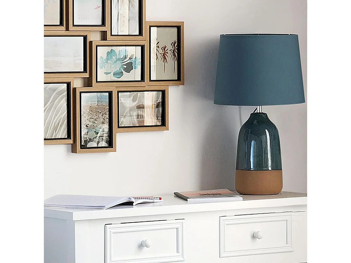 Lampe à poser en céramique bicolore H 43 cm