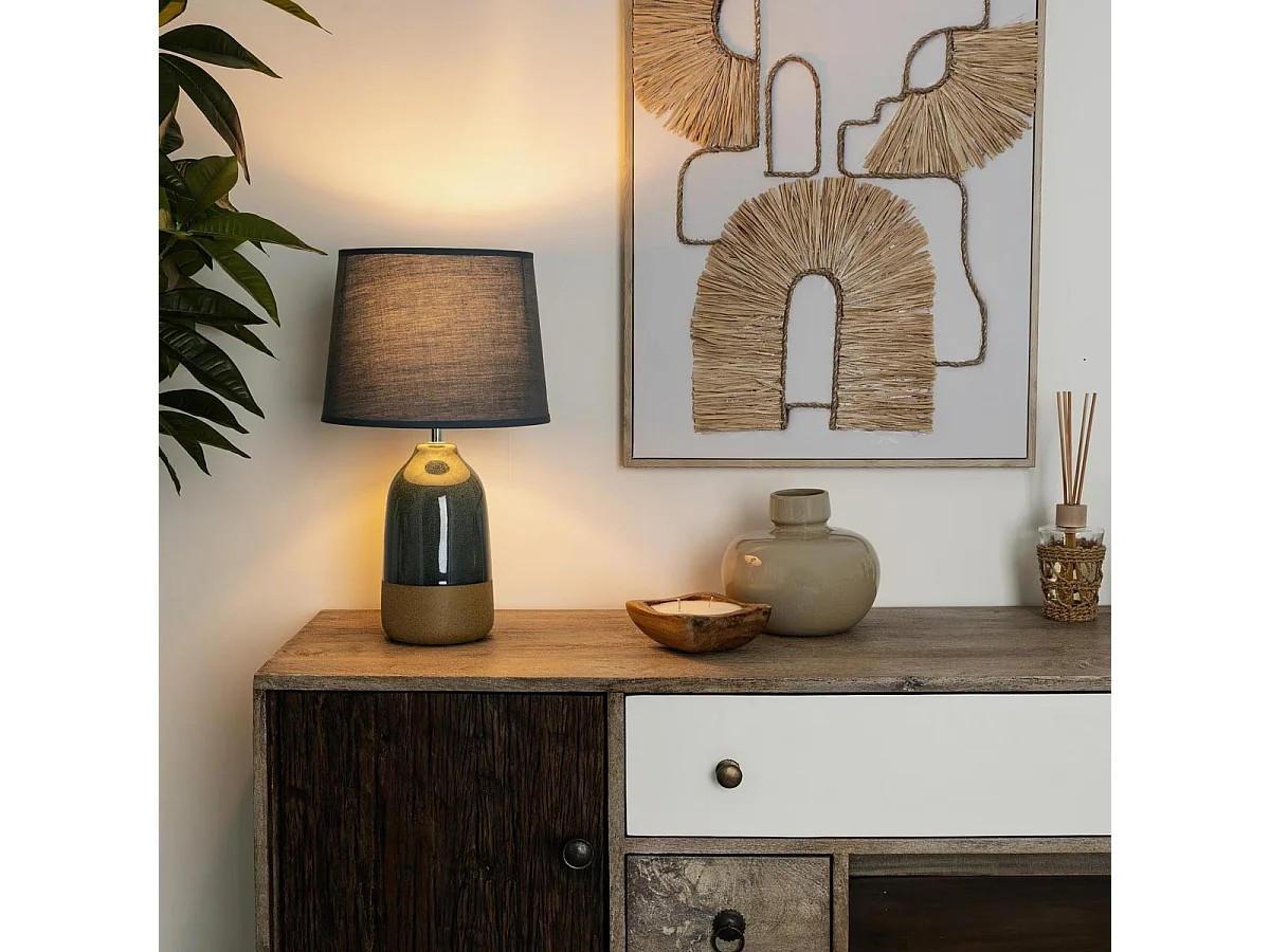 Lampe à poser en céramique bicolore H 43 cm