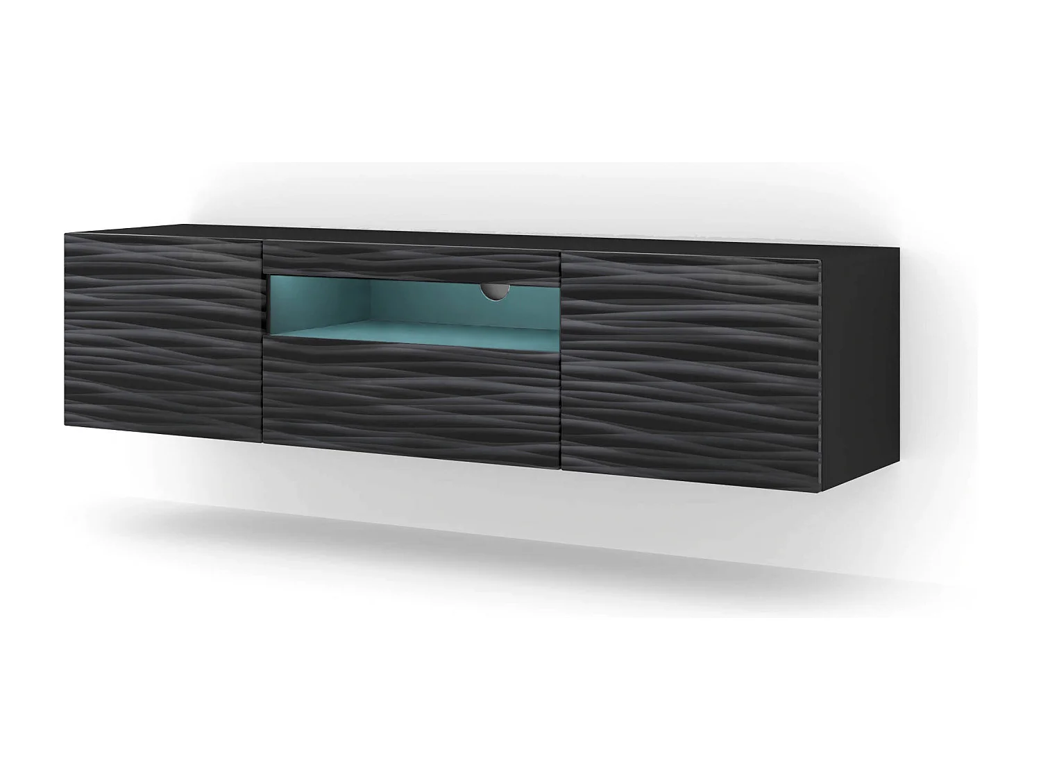 Mobile TV AURA 150 cm 3D nero satinato frezé + LED