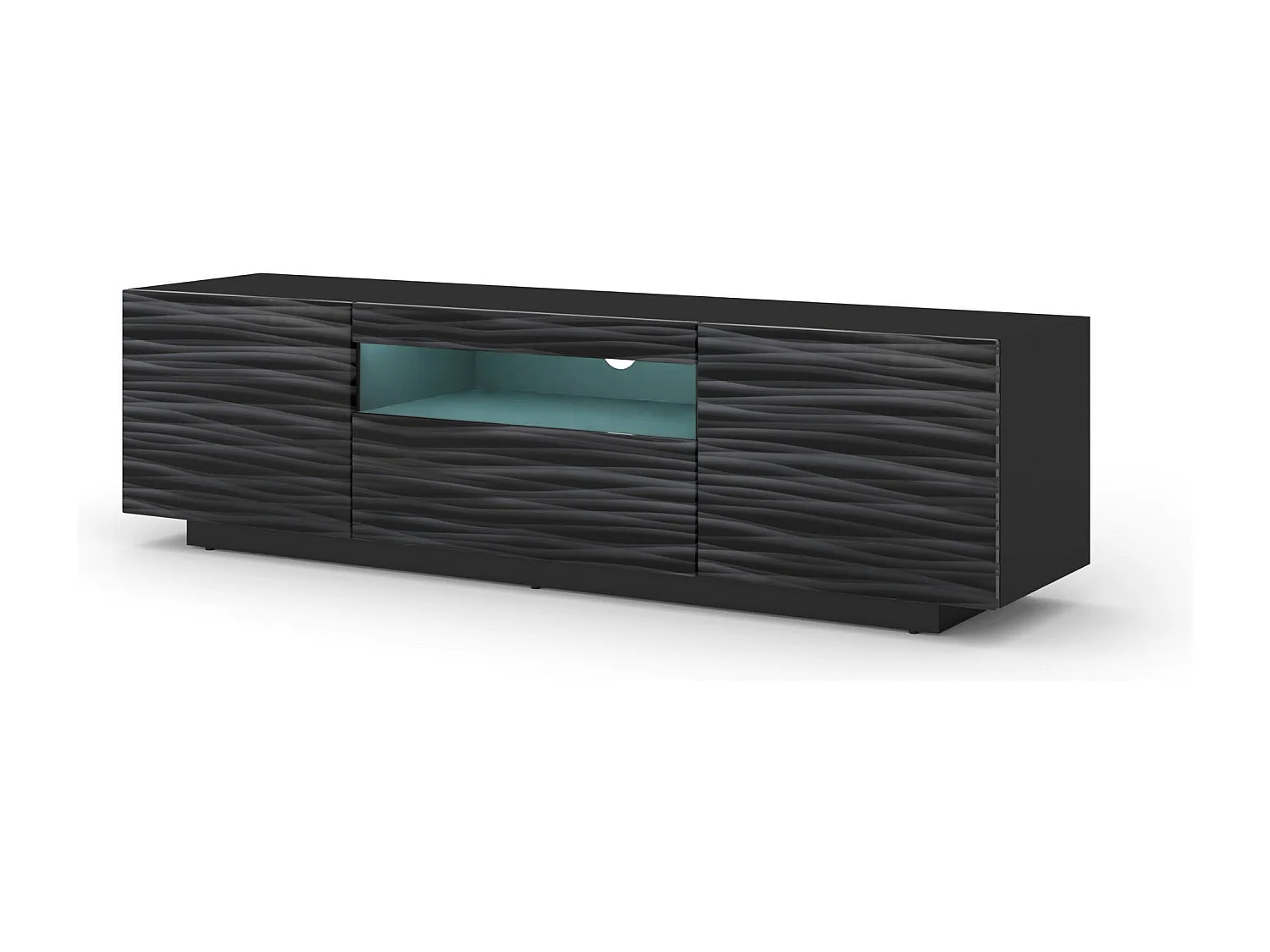 Mobile TV AURA 150 cm 3D nero satinato frezé + LED