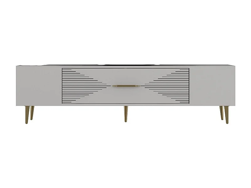 Meuble Tv design 1 porte basculante Steli L150cm Blanc et Or