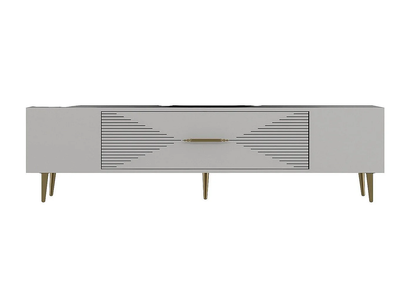 Meuble Tv design 1 porte basculante Steli L150cm Blanc et Or