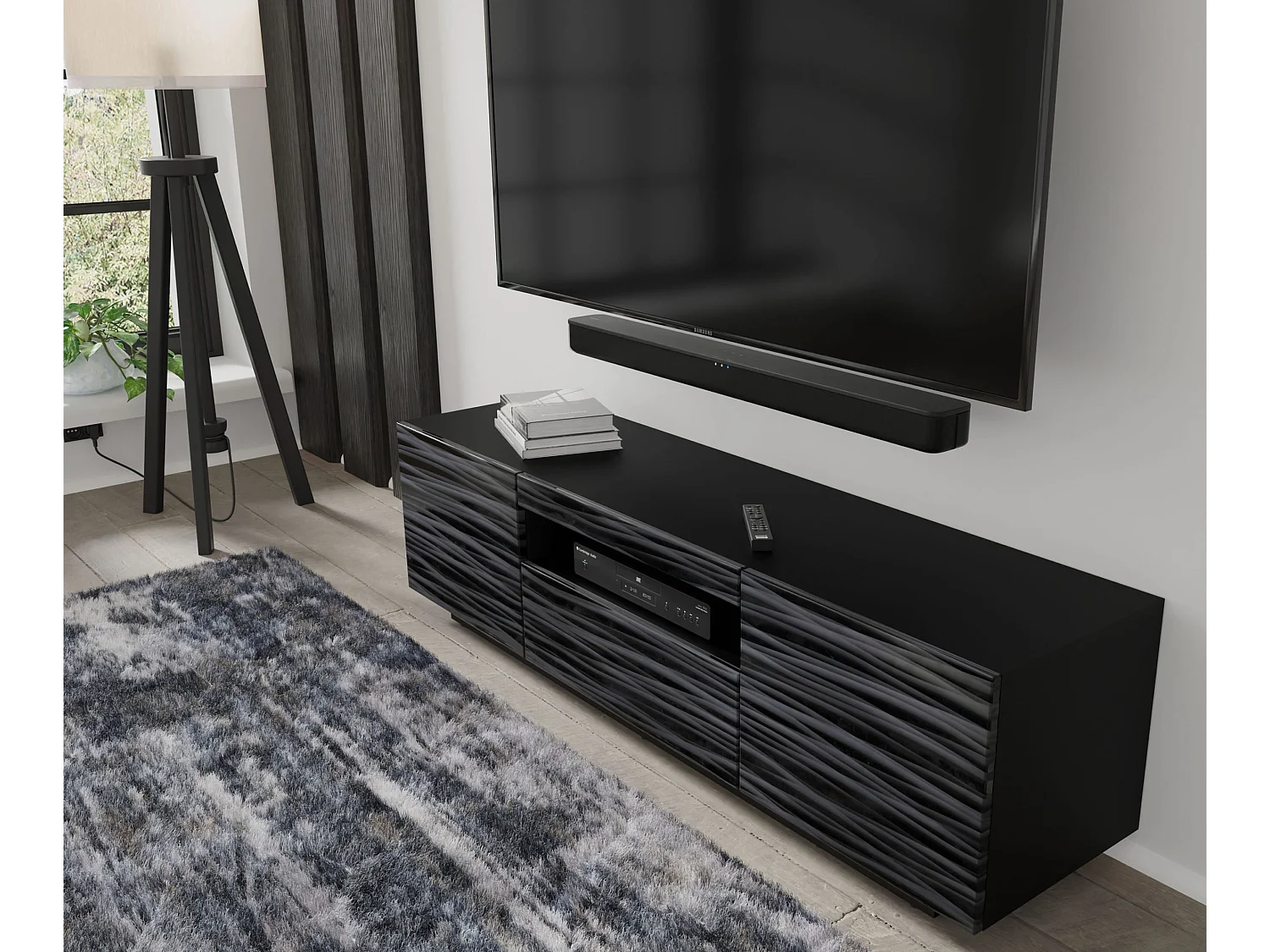 Mobile TV AURA 150 cm 3D nero satinato frezé