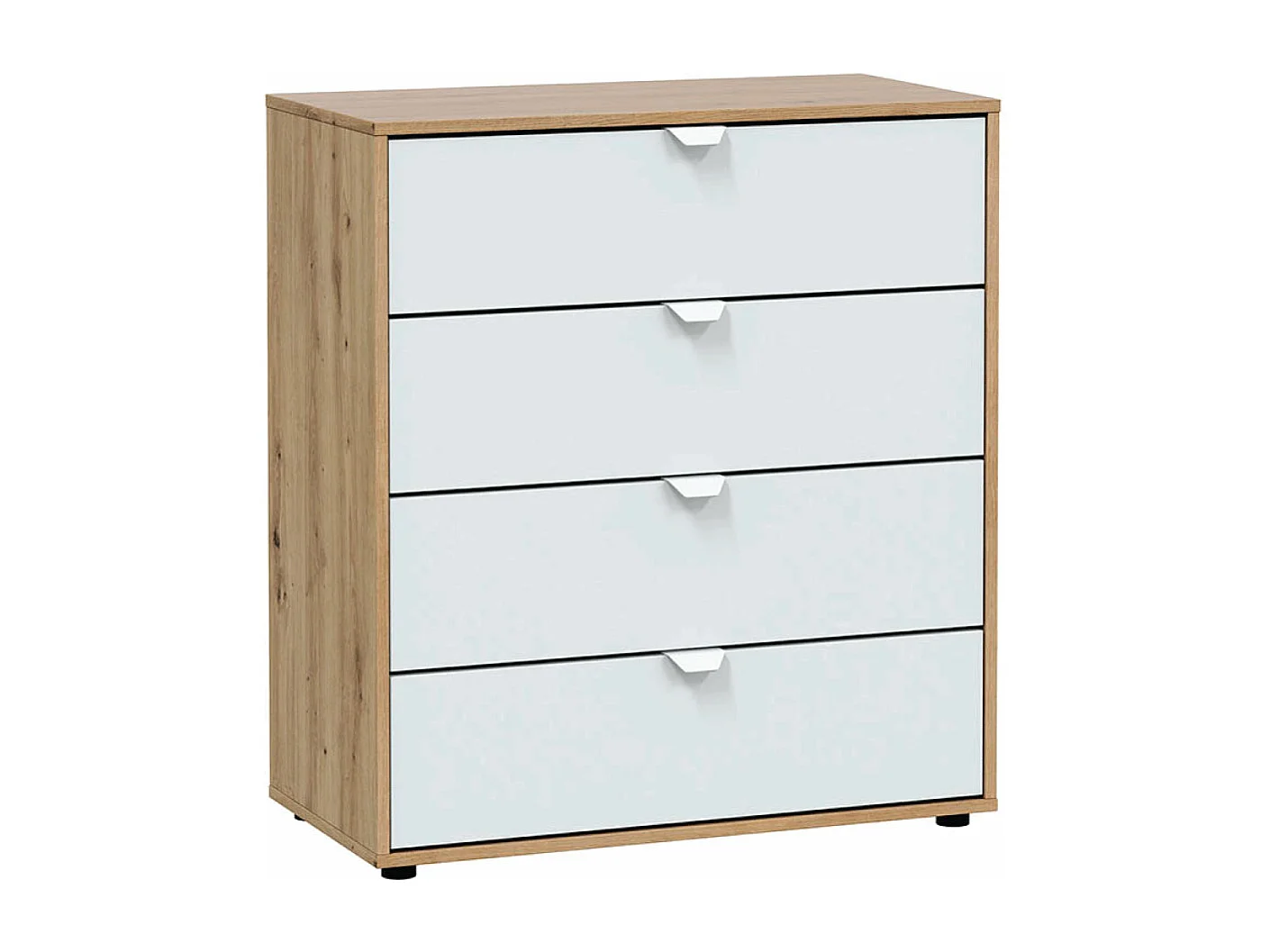 Cassettiera 4 cassetti con piedi rovere nodi bianco opaco 017854W