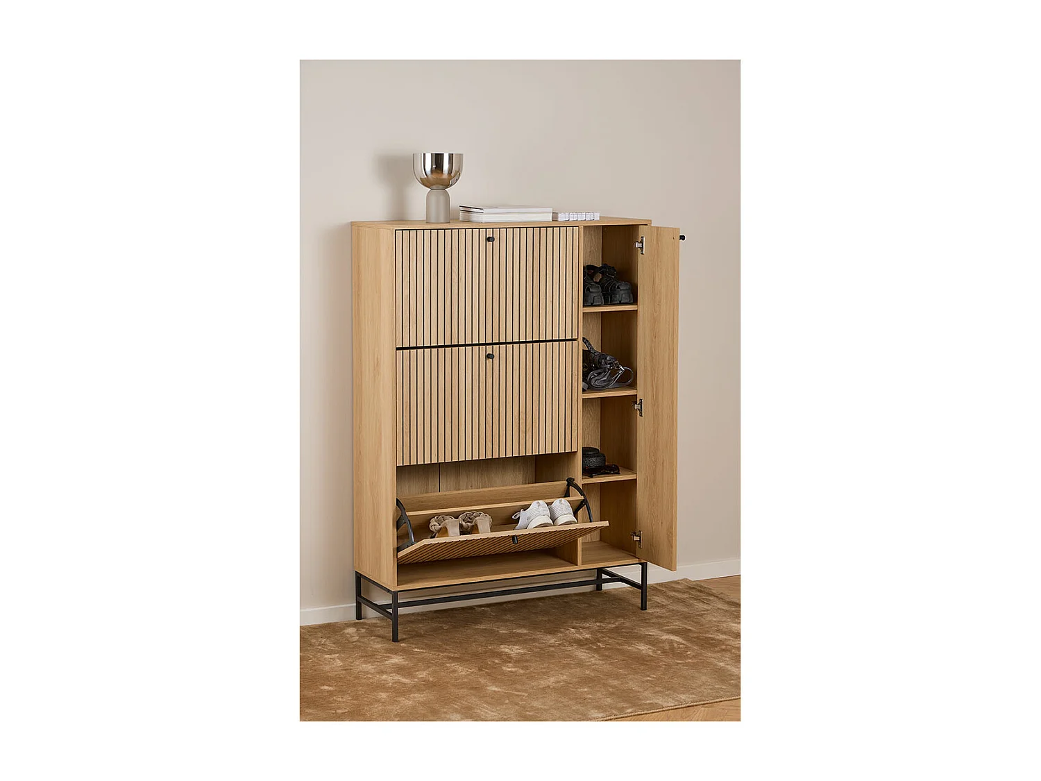 Albany meuble à chaussures 3 tiroirs 3 étagères nature.