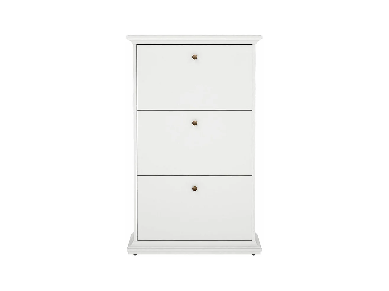 Venedig meuble à chaussures avec 3 portes battantes en blanc.