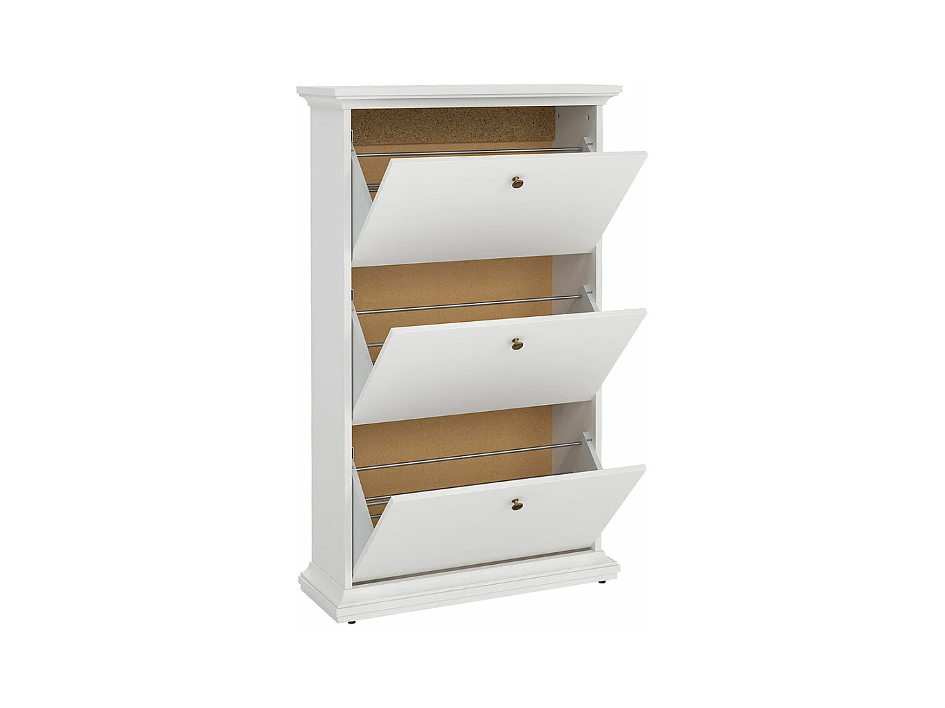 Venedig meuble à chaussures avec 3 portes battantes en blanc.