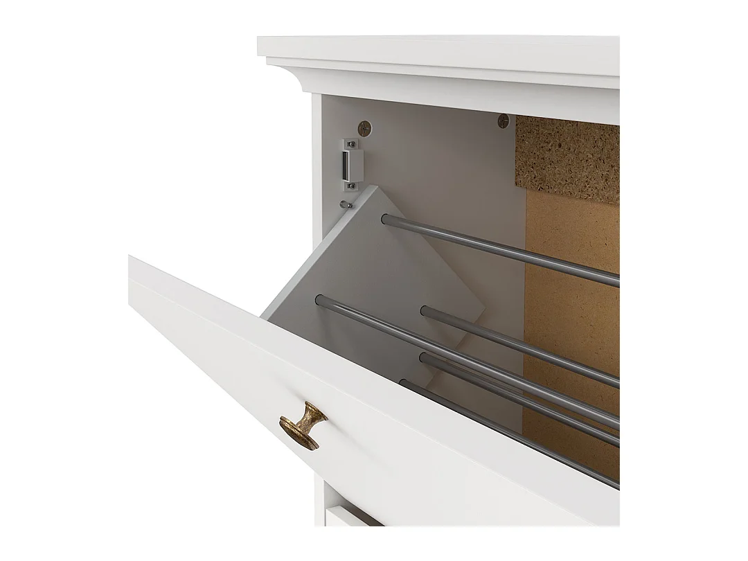 Venedig meuble à chaussures avec 3 portes battantes en blanc.