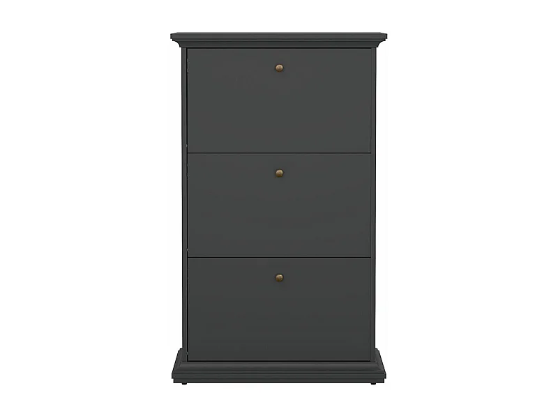 Venedig meuble à chaussures avec 3 portes battantes gris mat.