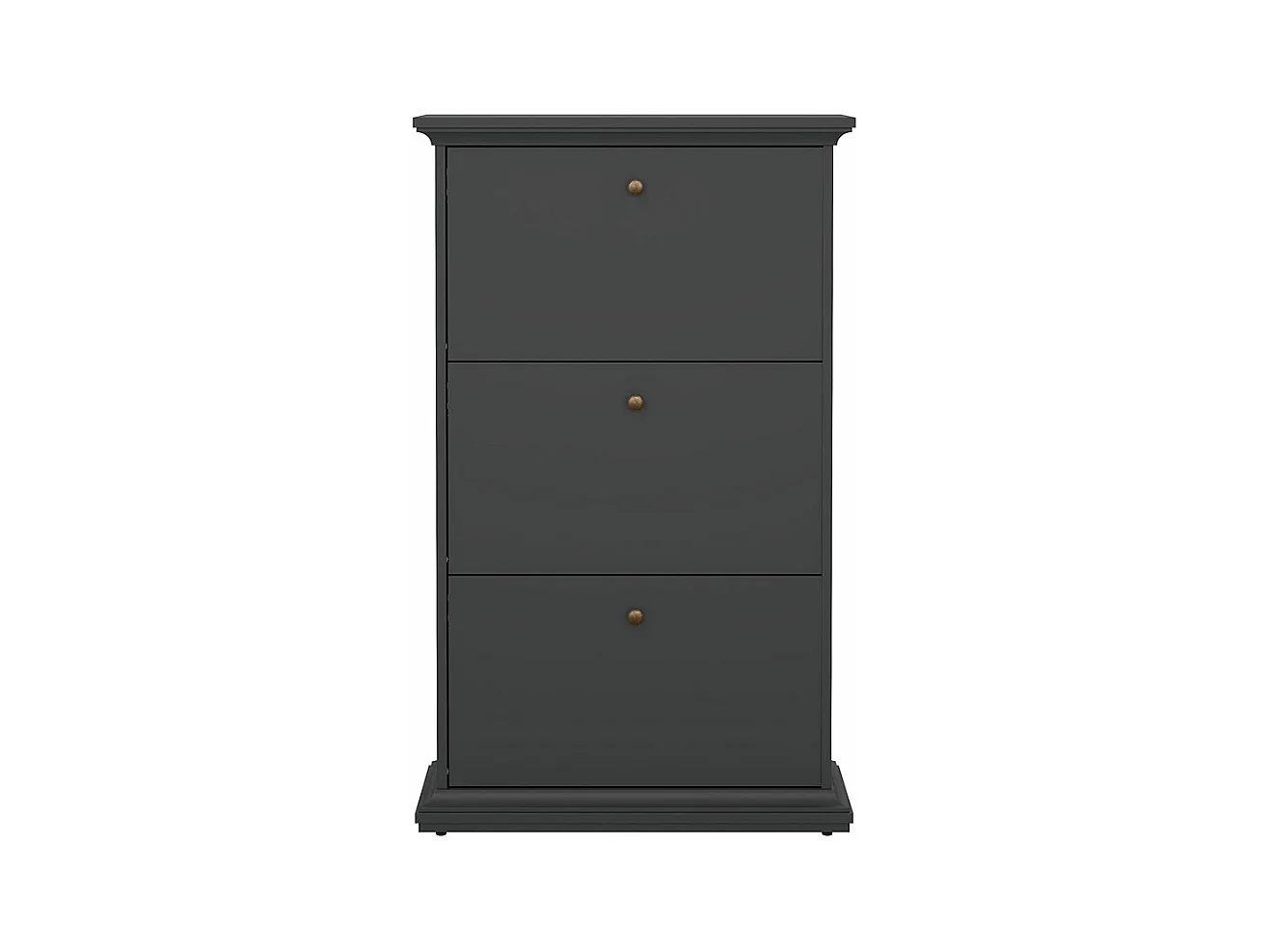 Venedig meuble à chaussures avec 3 portes battantes gris mat.