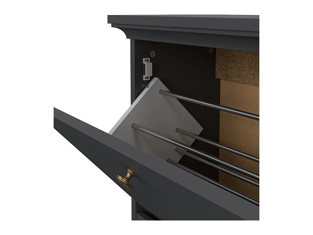 Venedig meuble à chaussures avec 3 portes battantes gris mat.