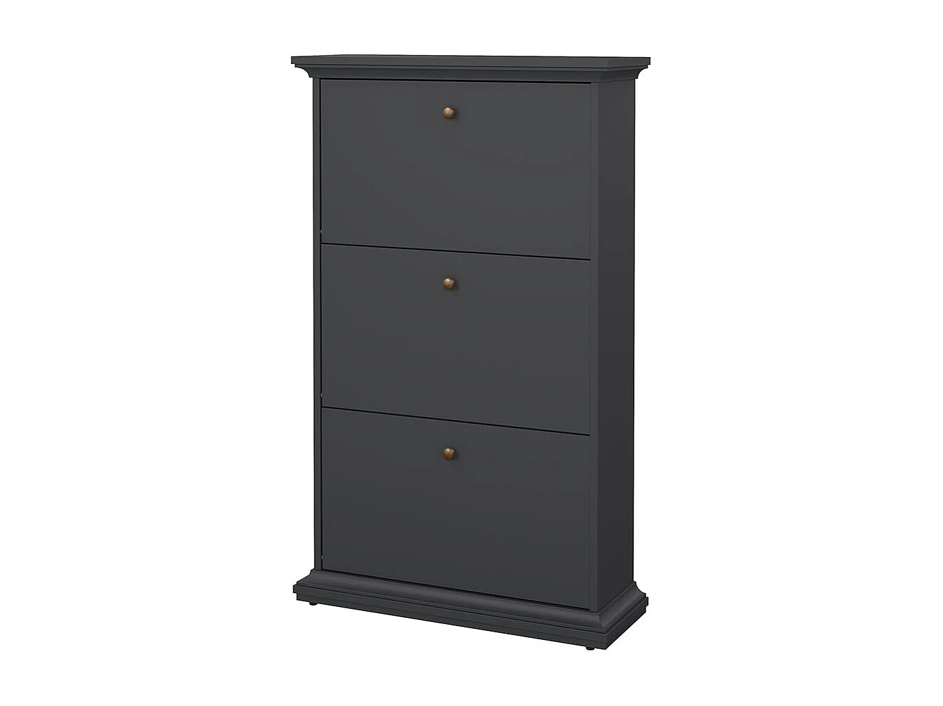 Venedig schoenenkast met 3 klepdeuren mat grijs.