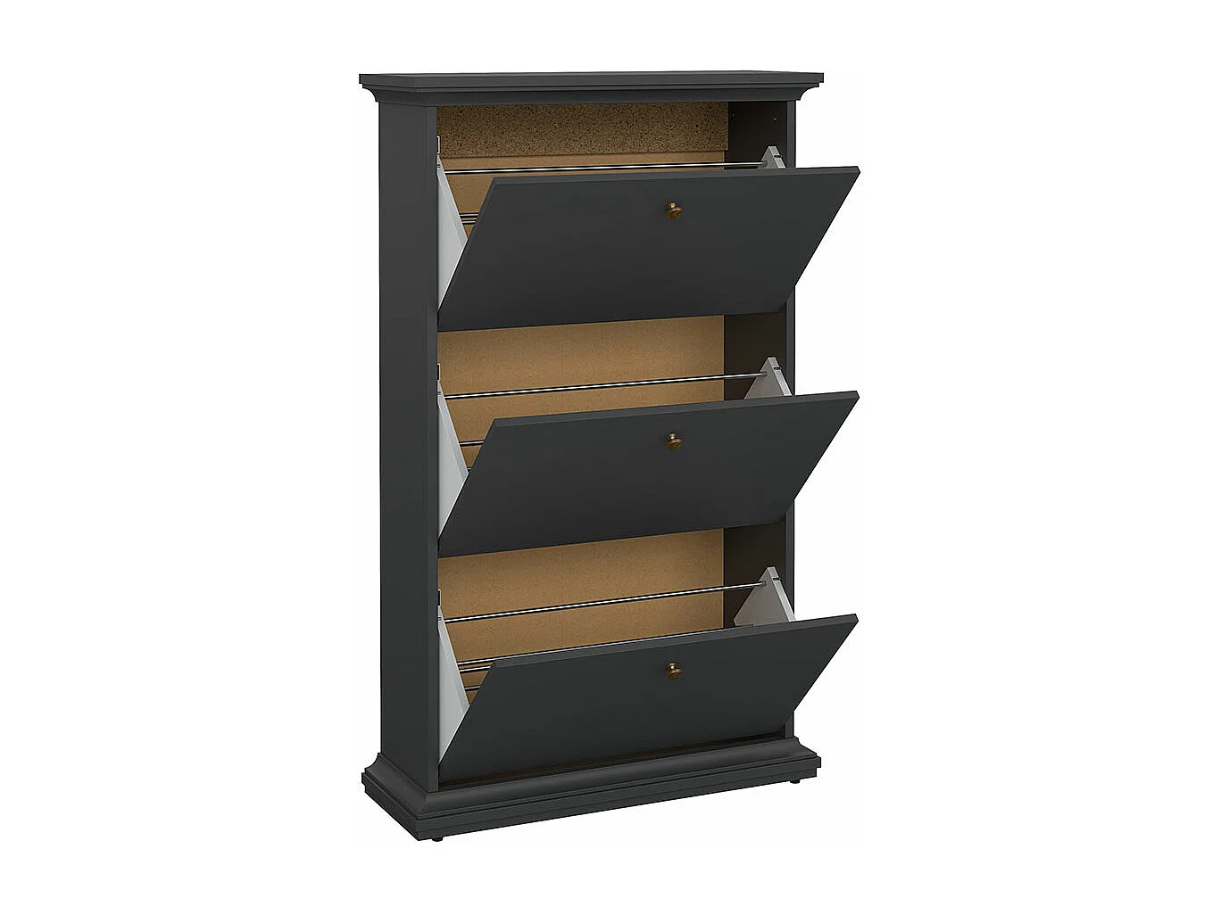 Venedig schoenenkast met 3 klepdeuren mat grijs.