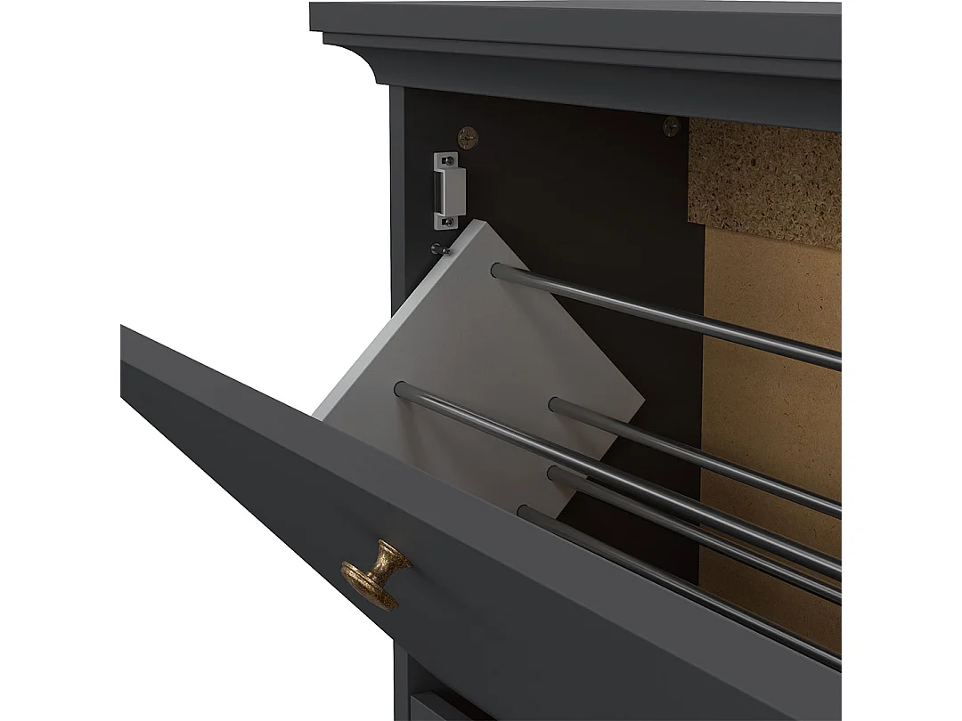 Venedig schoenenkast met 3 klepdeuren mat grijs.