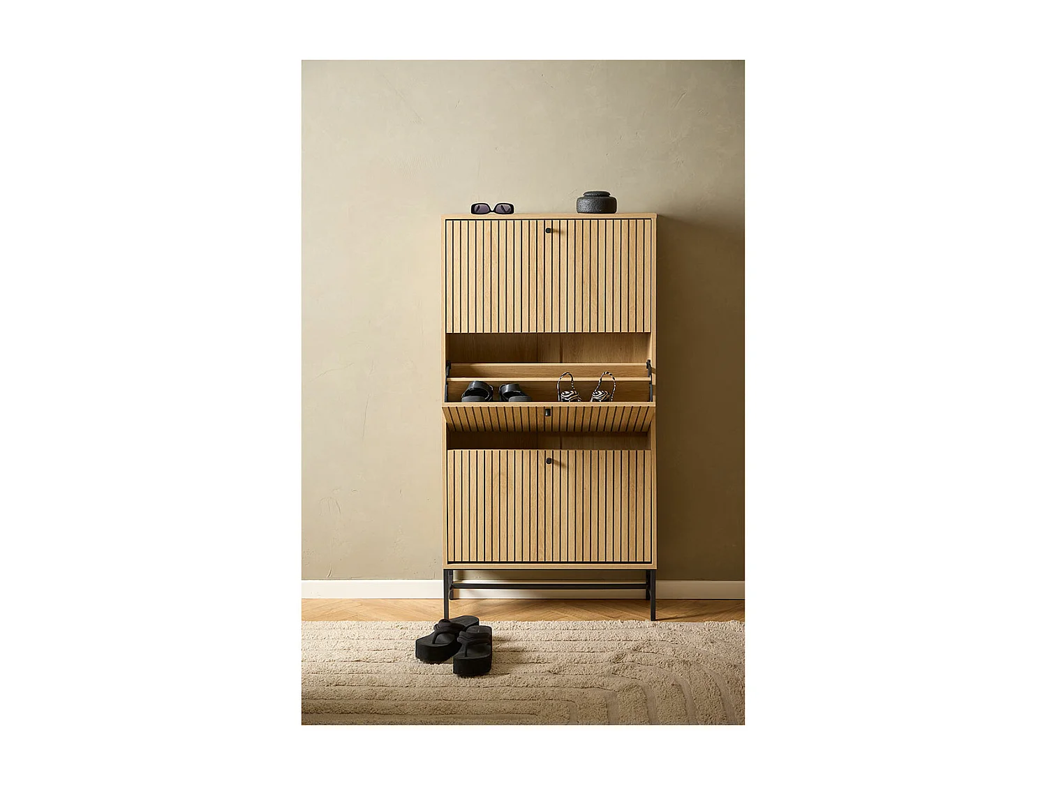 Dylan schoenenkast 3 lades natuur.