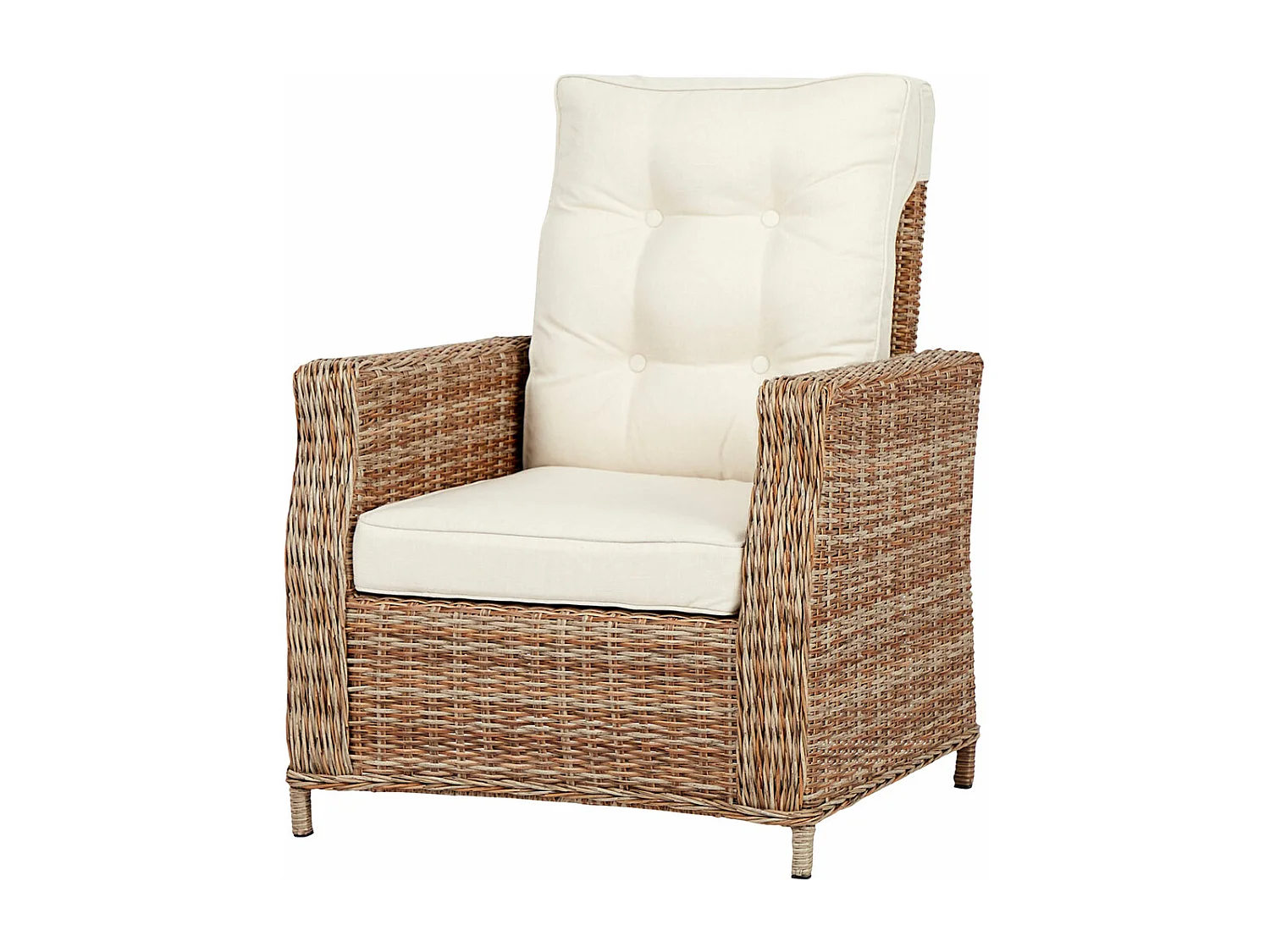 Gram tuinstoel polyrattan met kussen natuur.