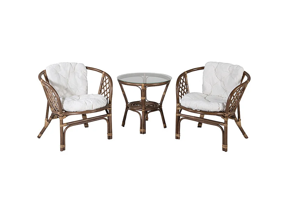 Weraset de café 2 chaises, 1 table décor noyer.