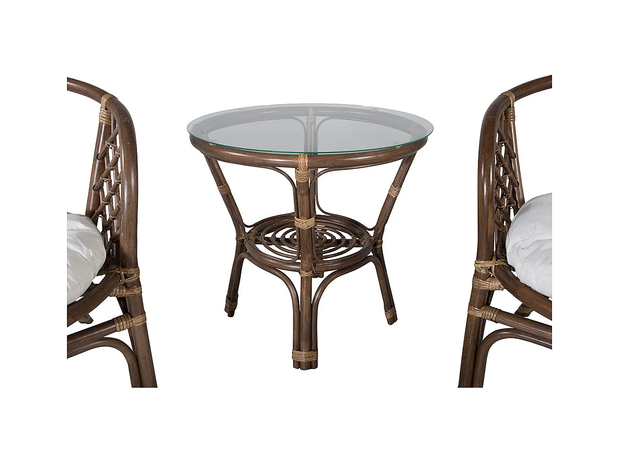 Weraset de café 2 chaises, 1 table décor noyer.