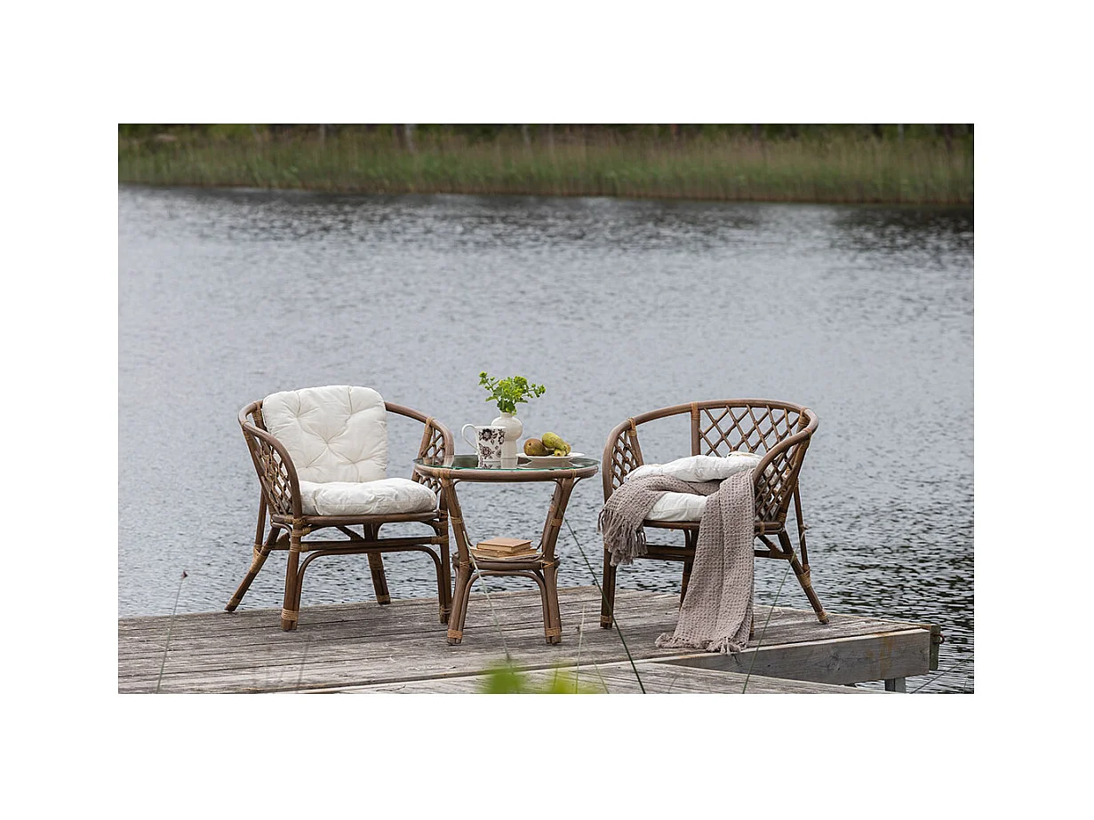 Weraset de café 2 chaises, 1 table décor noyer.