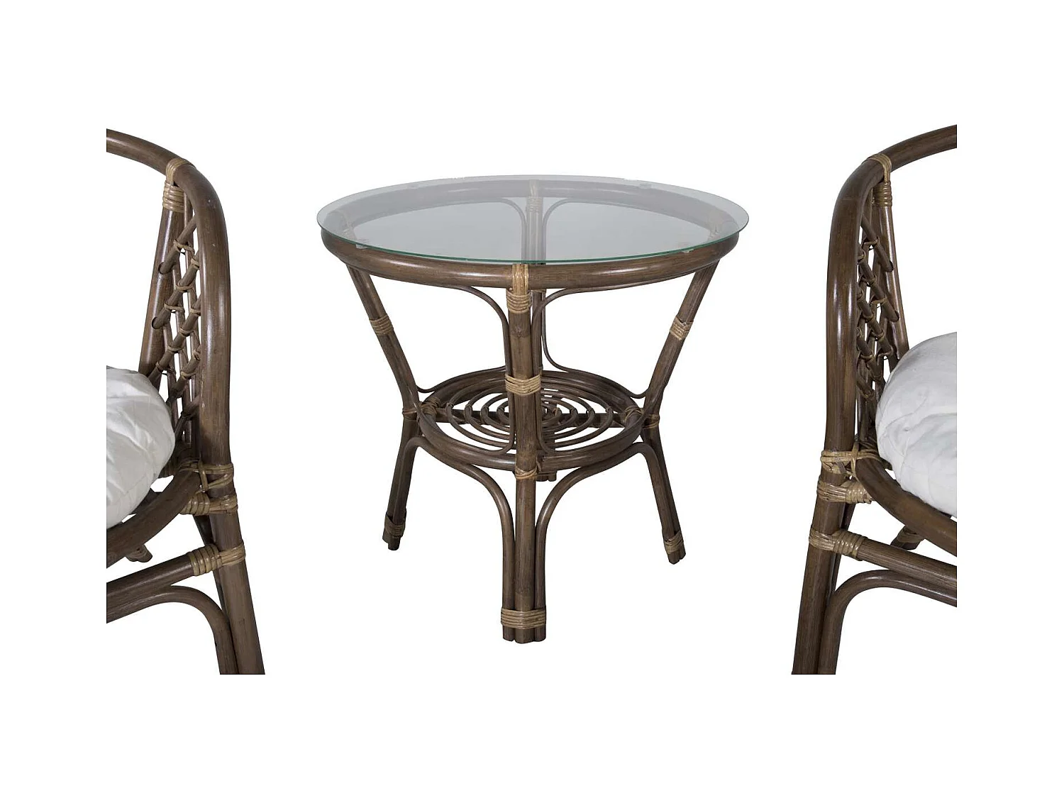 Weraset de café 2 chaises, 1 table décor noyer.