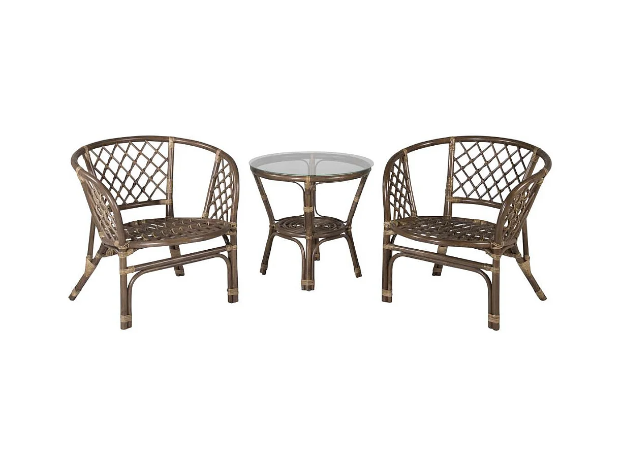 Weraset de café 2 chaises, 1 table décor noyer.