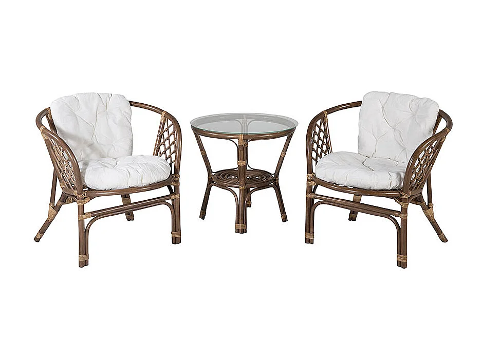 Wera café set 2 stoelen, 1 tafel walnoot decor.