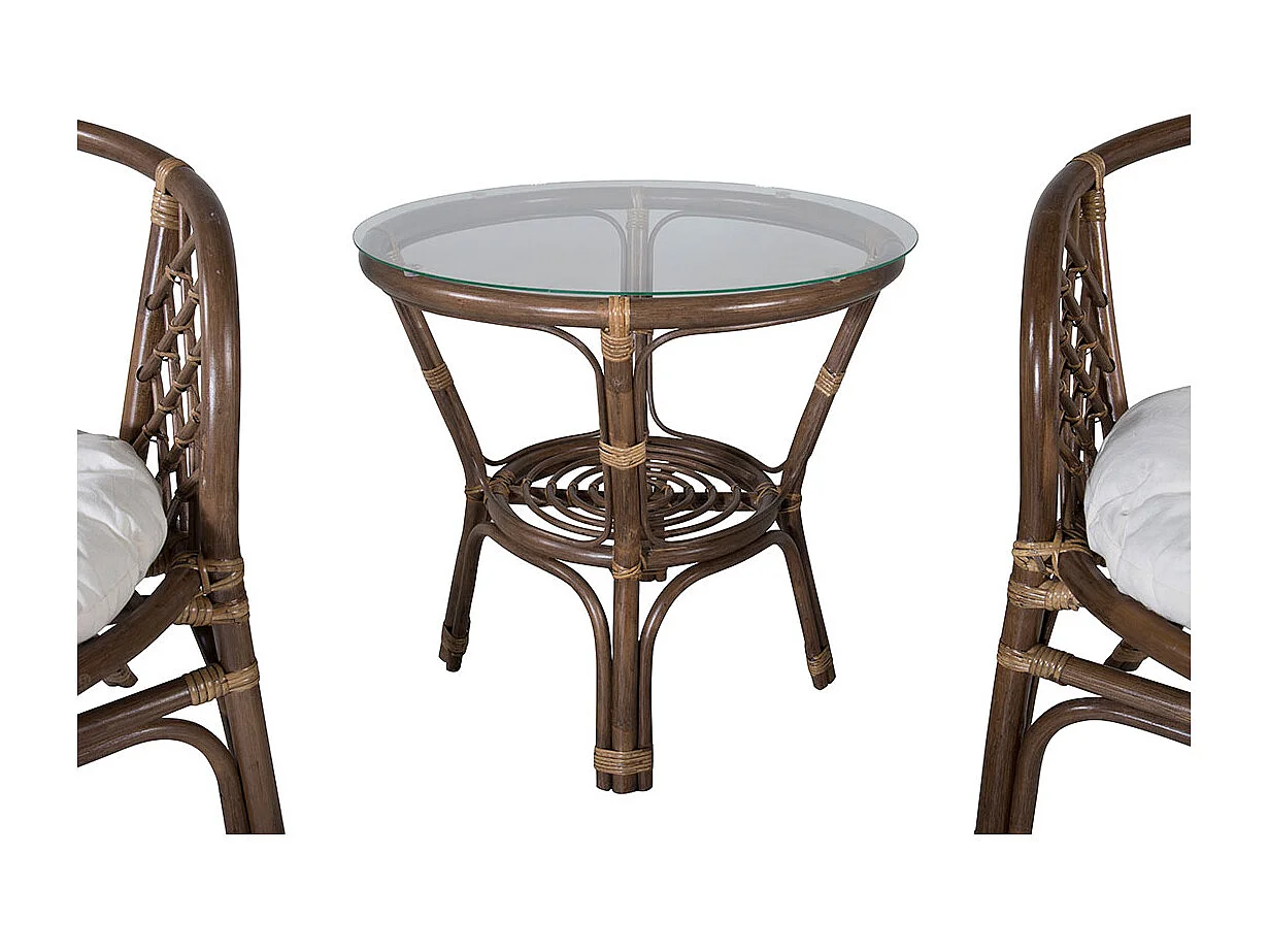 Wera café set 2 stoelen, 1 tafel walnoot decor.