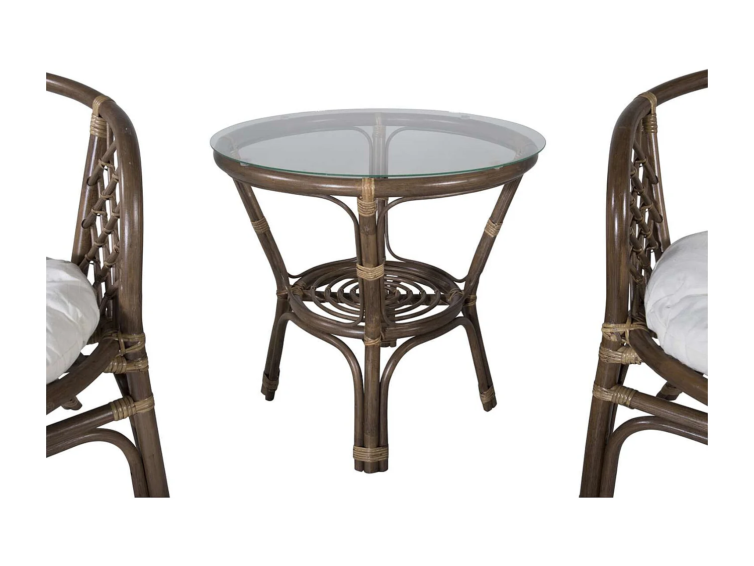 Wera café set 2 stoelen, 1 tafel walnoot decor.