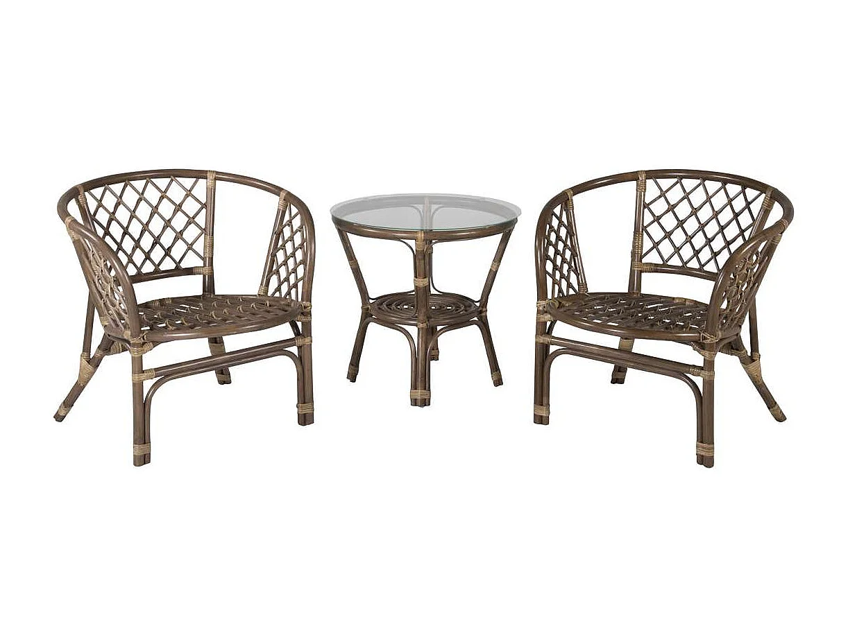 Wera café set 2 stoelen, 1 tafel walnoot decor.