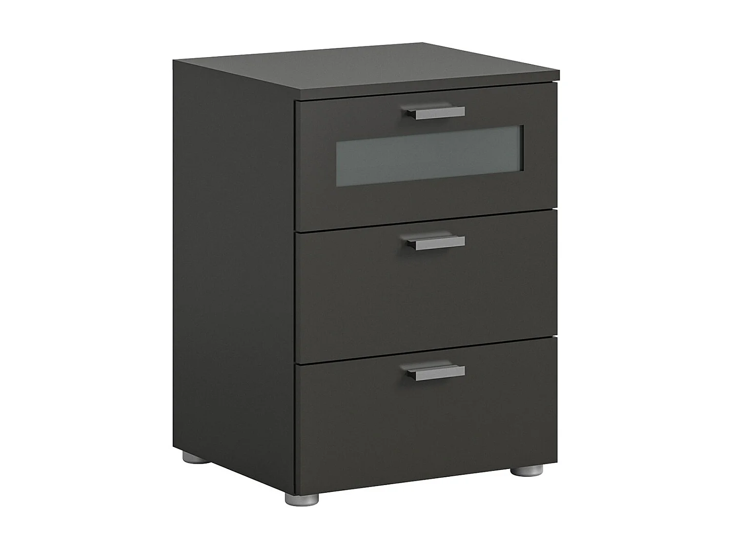 Mesita de noche Xeno 3 cajones gris.