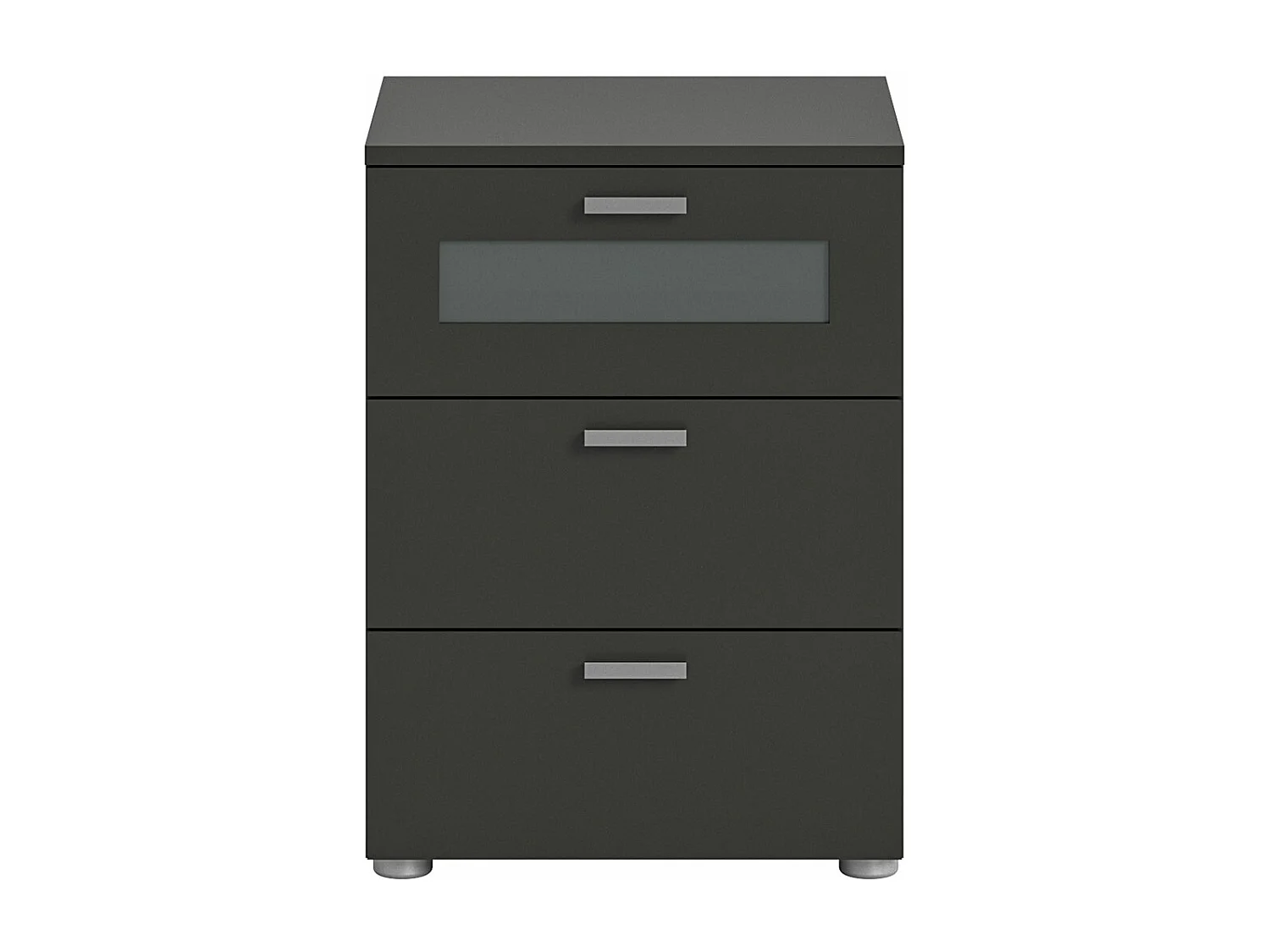 Mesita de noche Xeno 3 cajones gris.