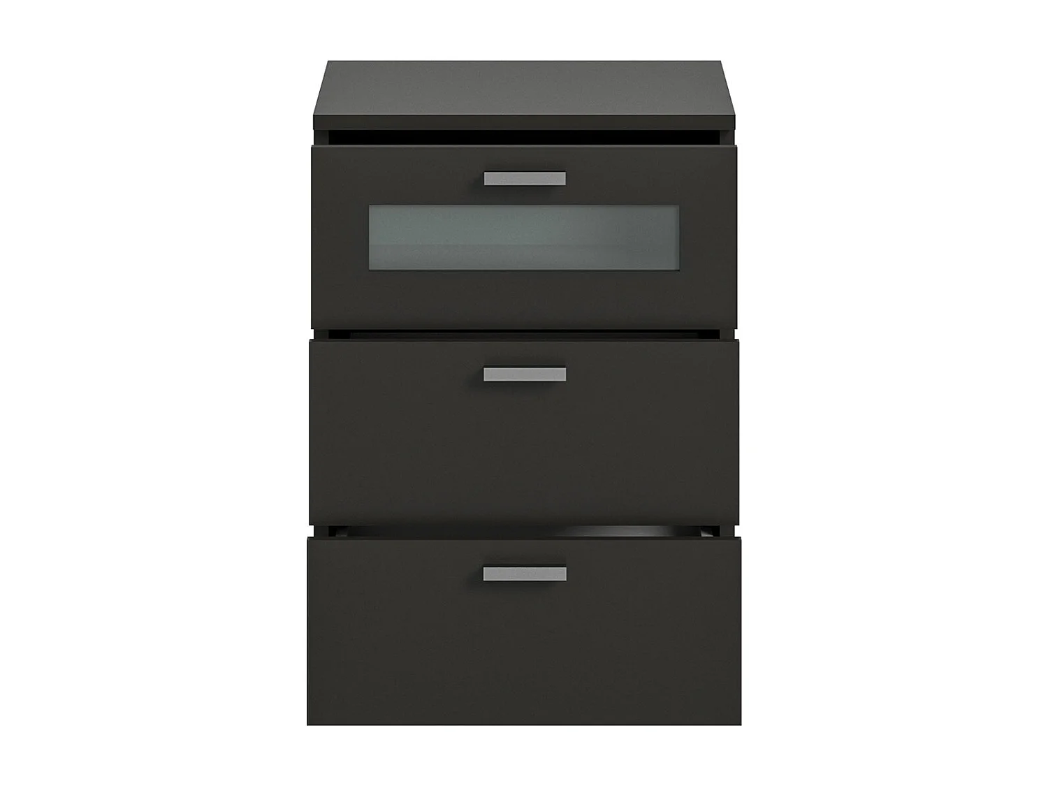 Mesita de noche Xeno 3 cajones gris.