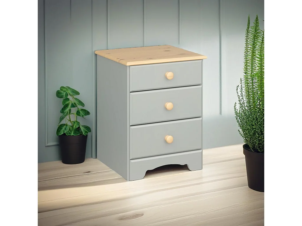 Nilon nachtkastje 3 laden grijs.