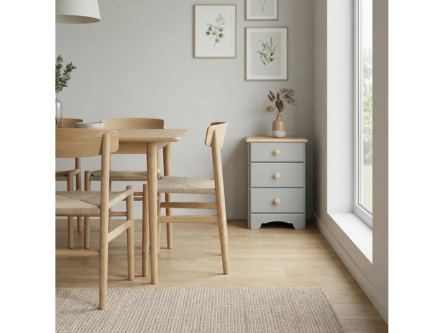 Nilon nachtkastje 3 laden grijs.