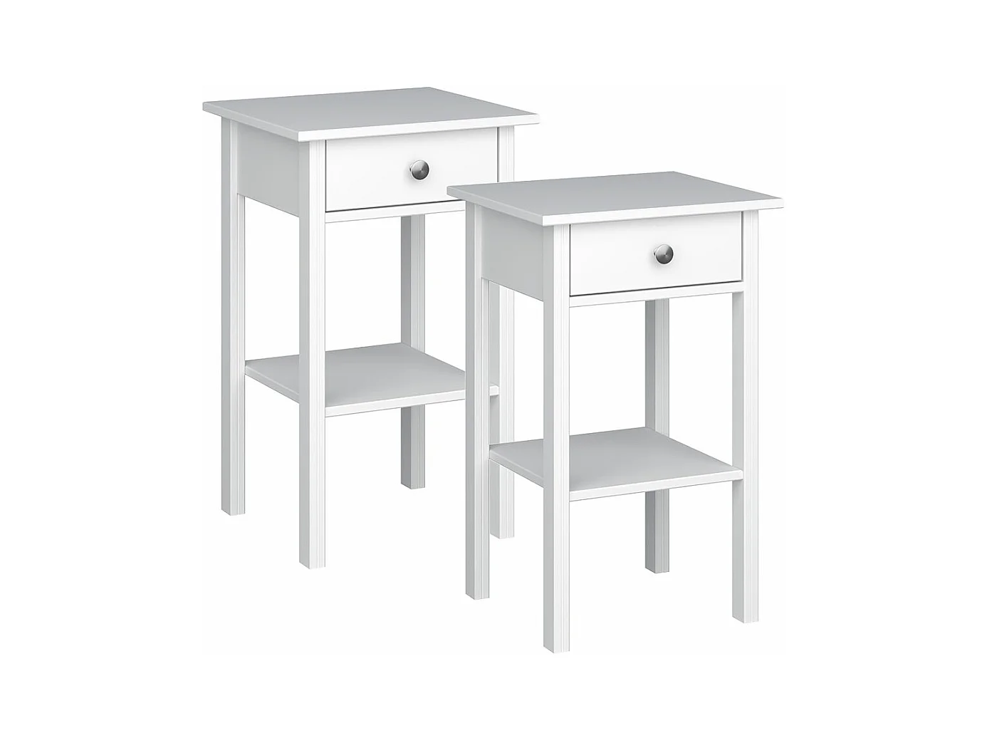 Mulon table de nuit 2 pièces 1 tiroirs blanc pur.