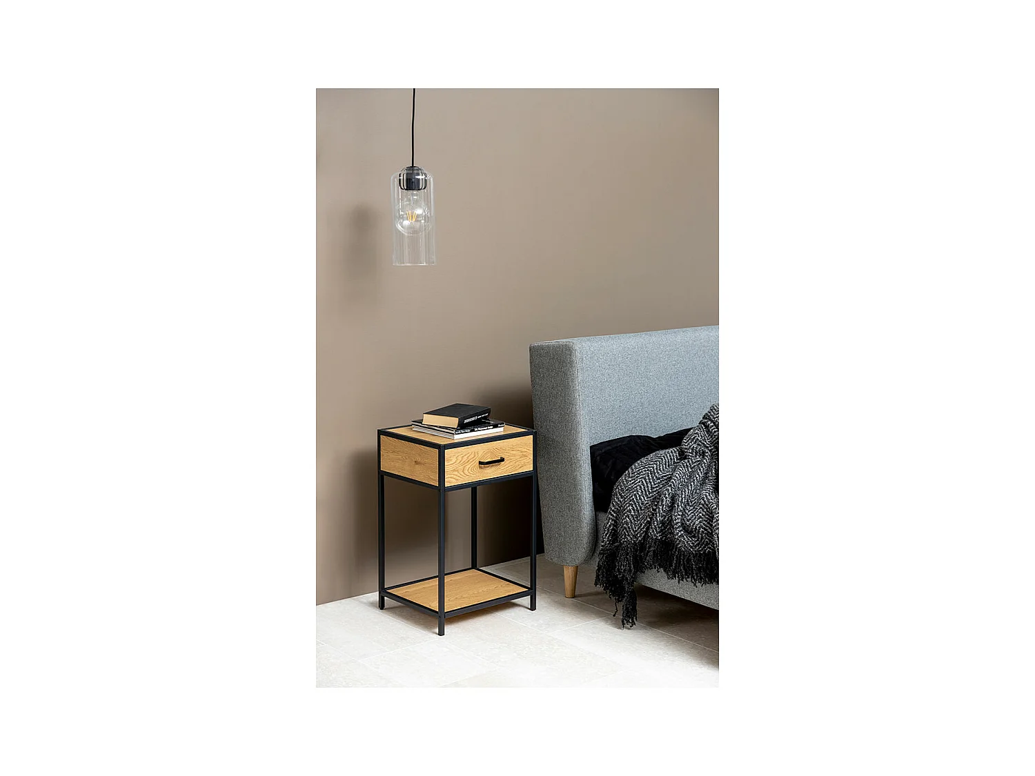 Seaford table de nuit 1 tiroir 1 étagère nature.