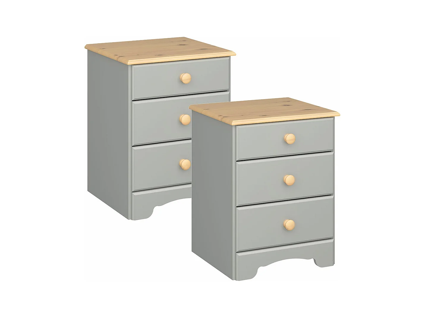 Nilon table de nuit 2 pièces 3 tiroirs gris, doré.