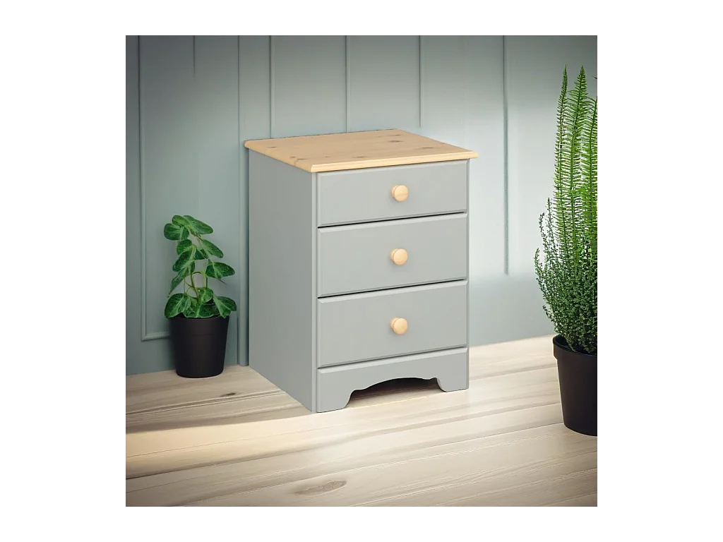 Nilon table de nuit 2 pièces 3 tiroirs gris, doré.