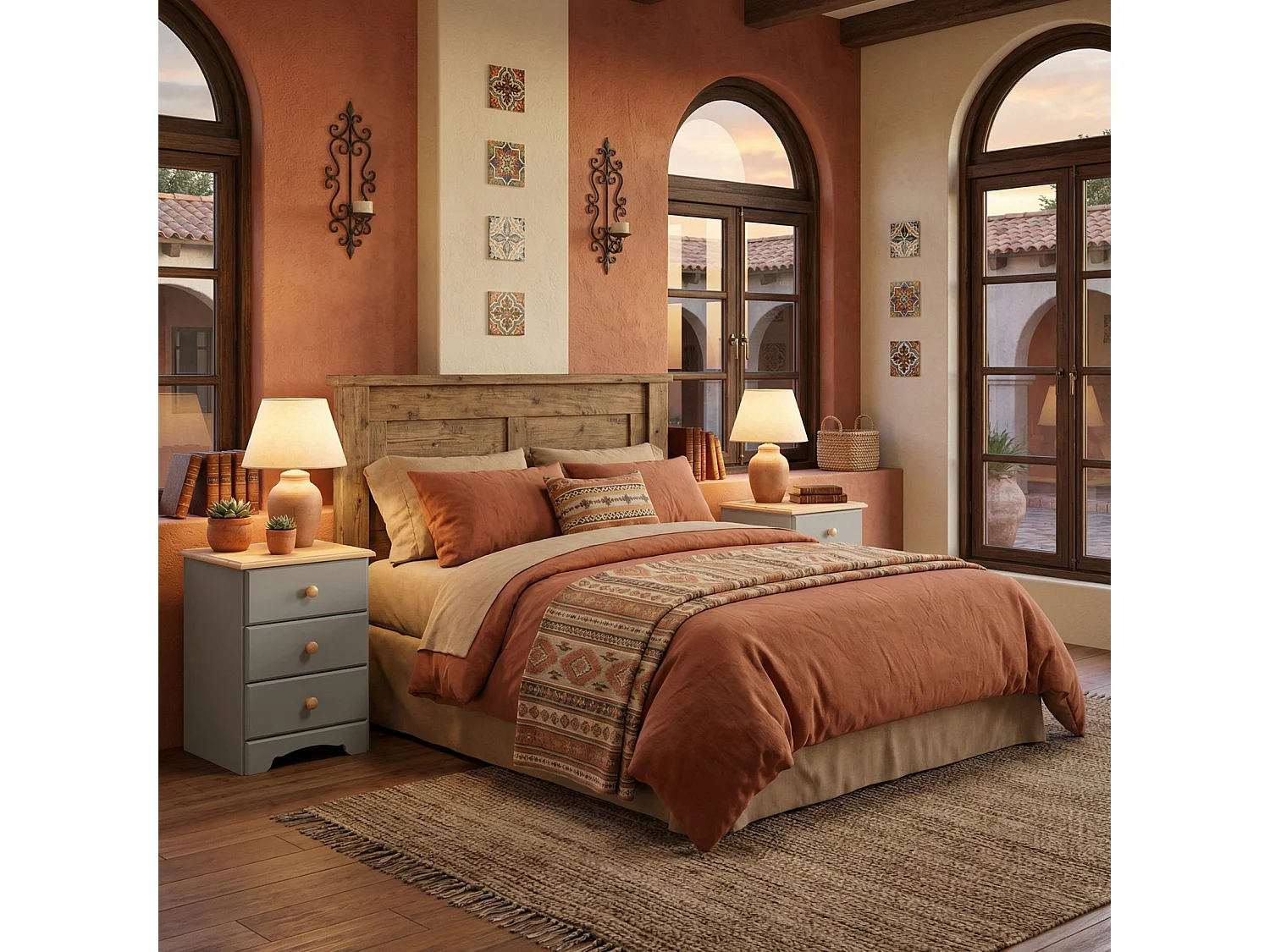 Nilon nachtkastje 2 stuks 3 laden grijs.