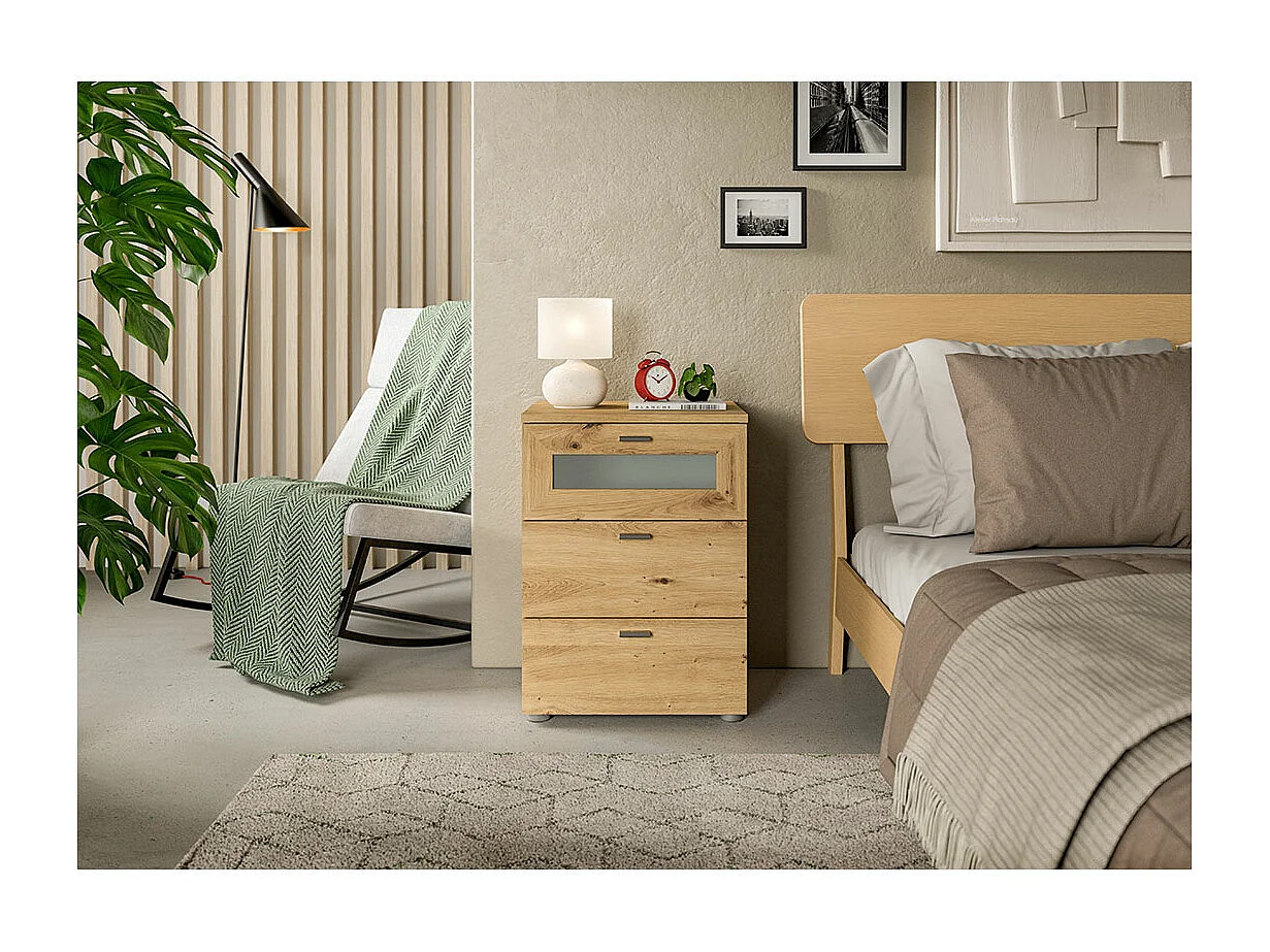 Xeno nachtkastje 3 laden eiken decor.