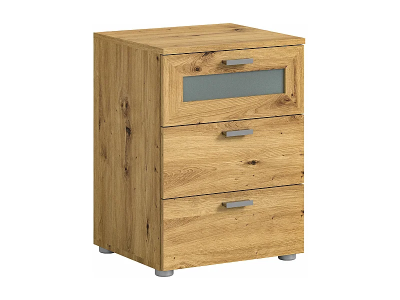 Mesita de noche Xeno 3 cajones decoración roble.