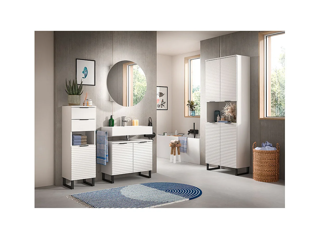 Riff armoir de salle de bain avec miroir Ø70 cm 1 porte blanc.