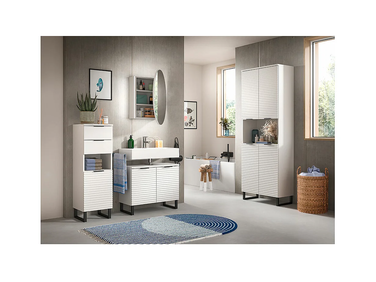 Riff armoir de salle de bain avec miroir Ø70 cm 1 porte blanc.