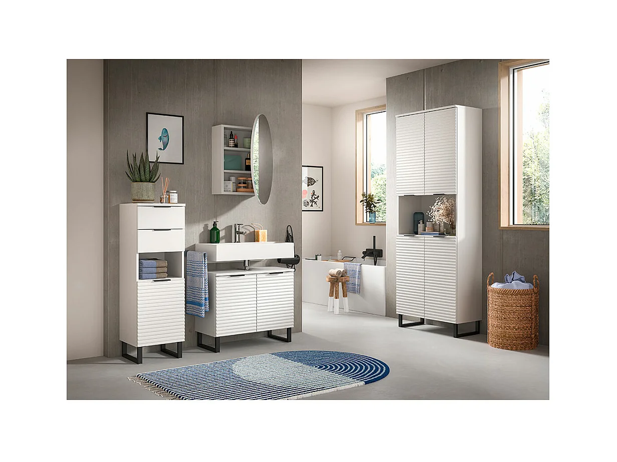 Riff armoir de salle de bain avec miroir Ø70 cm 1 porte blanc.