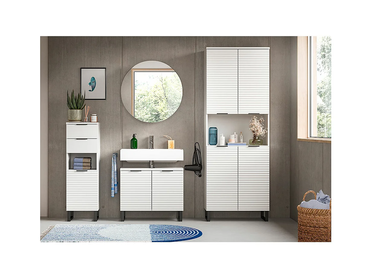 Riff armoir de salle de bain avec miroir Ø70 cm 1 porte blanc.