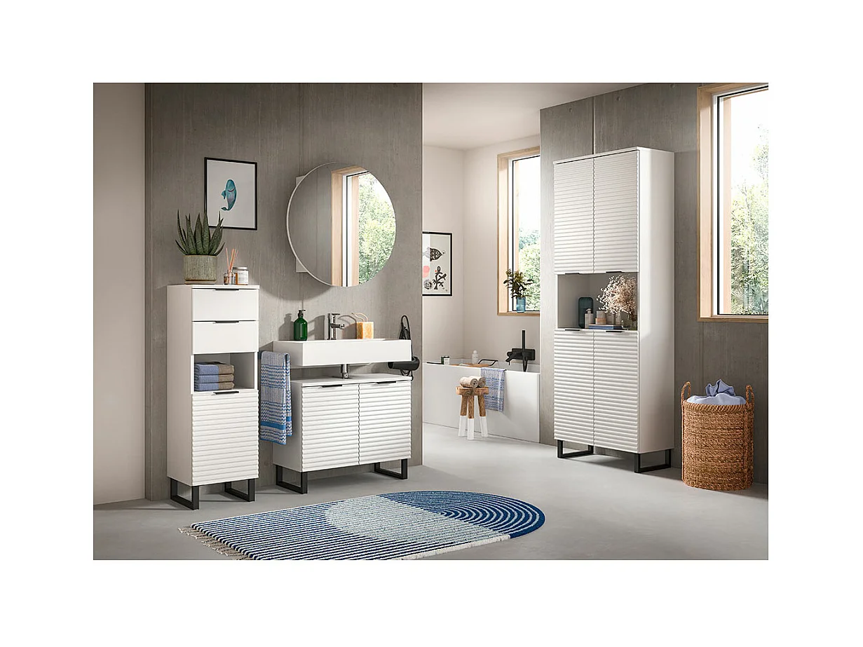 Riff armoir de salle de bain avec miroir Ø70 cm 1 porte blanc.