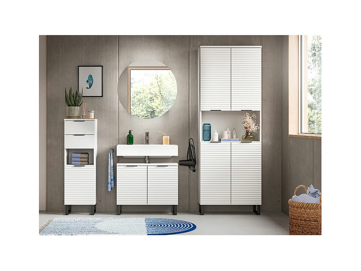 Riff armoir de salle de bain avec miroir Ø70 cm 1 porte blanc.